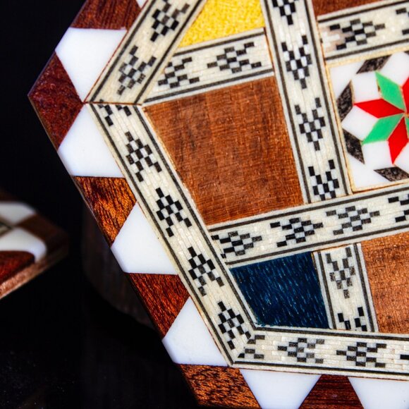 Handcrafted Vintage Molero Style Drink Coasters | 4 Unique Multicolor Coasters - Picture 4 of 9